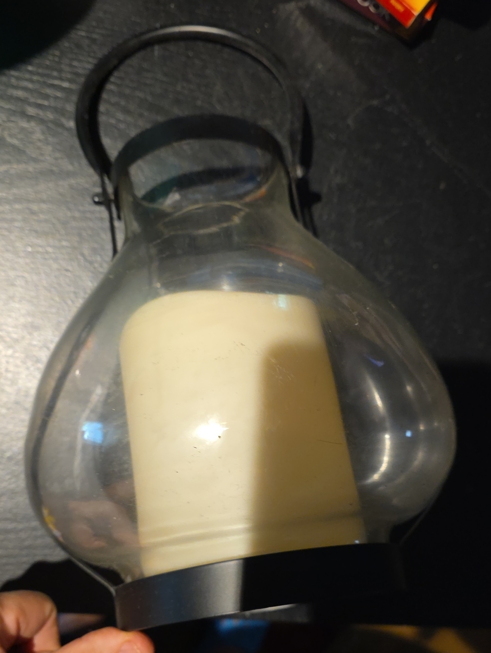 Glass Lantern with Cream Light Up Battery Operated Candle - Unbranded